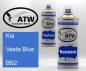 Preview: Kia, Vesta Blue, BB2: 400ml Sprühdose + 400ml Klarlack - Set, von ATW Autoteile West.